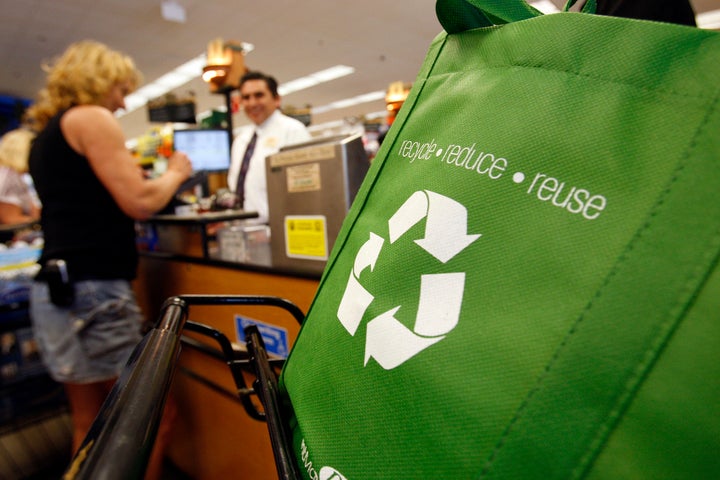 Instead of grabbing a paper or plastic bag at the supermarket, bring your own reusable one! 