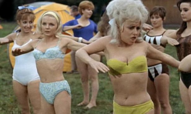 Barbara Windsor has a few problems in 'Carry on Camping'