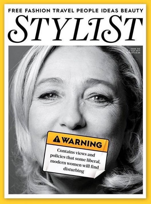 The Stylist magazine cover featuring Marine Le Pen