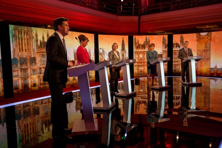 Ed Miliband taking part in a TV election debatein 2015