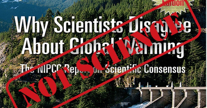 <p>“Not Science” stamp on top of the report cover that the Heartland Institute mailed to teachers during spring 2017. The report misrepresents climate science. </p>