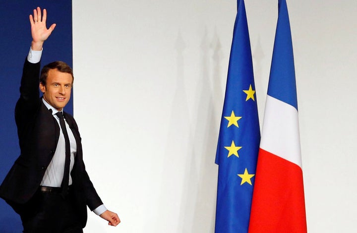 Macron at a rally in Chatellerault, France, April 28, 2017.
