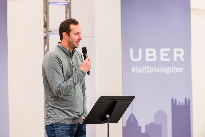 Anthony Levandowski speaks to members of the press at the Uber Advanced Technologies Center on September 13, 2016 in Pittsbur