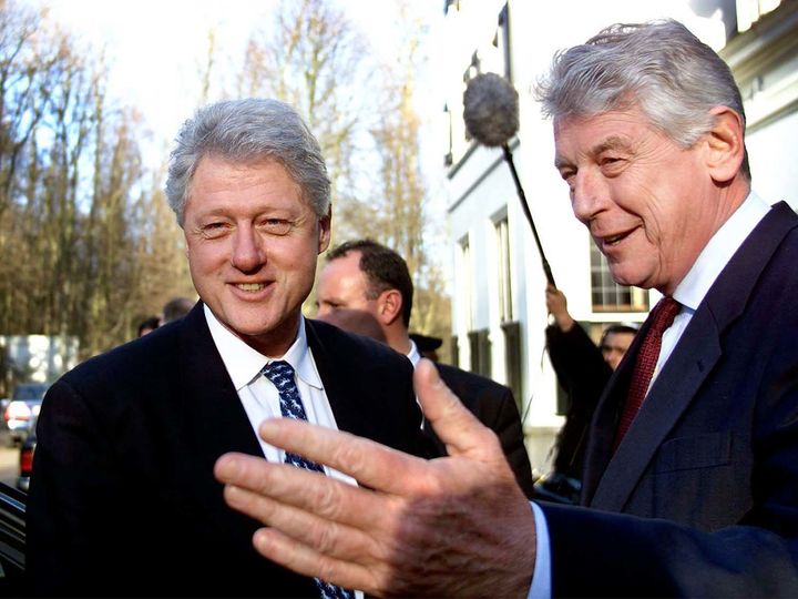 Former President Bill Clinton kicked off his ex-presidency by giving a speech at a conference in the Netherlands where guests paid thousands of dollars to hear his views.