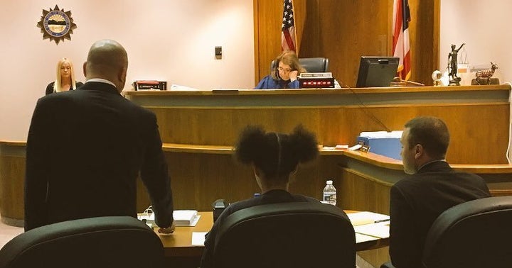 Bresha Meadows, in center chair, appears in court Wednesday as her lawyer asks for her to be released until her trial.