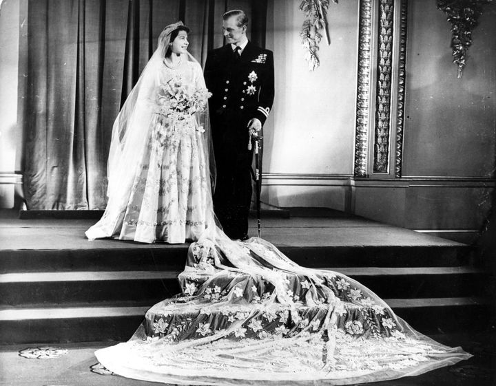 20th November 1947: Princess Elizabeth, and The Prince Philip, Duke of Edinburgh at Buckingham Palace after their wedding.