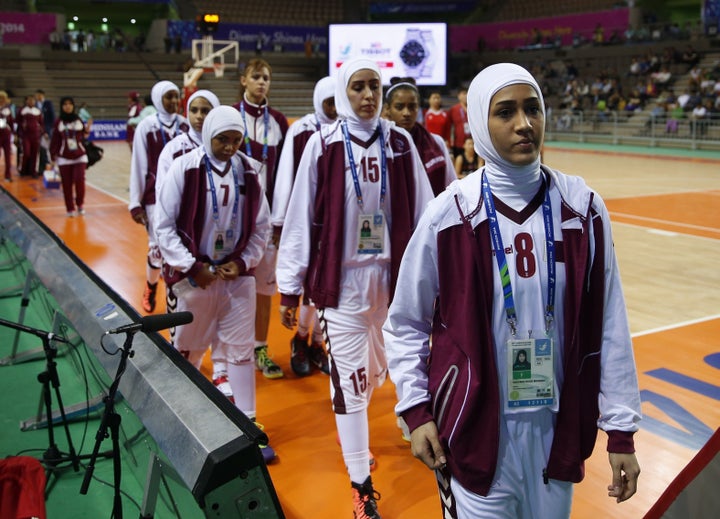 Qatar's women's basketball team walked off the court at the 2014 Asian Games after FIBA refused to allow players to wear hijab during competition.