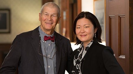 Lois W. Choi-Kain, MEd, MD, right, with John G. Gunderson, MD, a pioneer in borderline personality disorder research and care