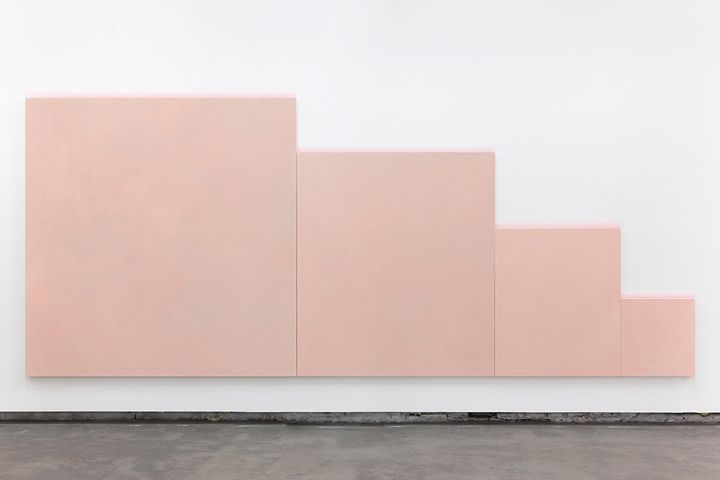Rochelle Feinstein, Wall of Self, 2017, oil on canvas, 84 x 202 1/2 inches (213.4 by 514.4 cm). Courtesy of On Stellar Rays. At Frieze New York.