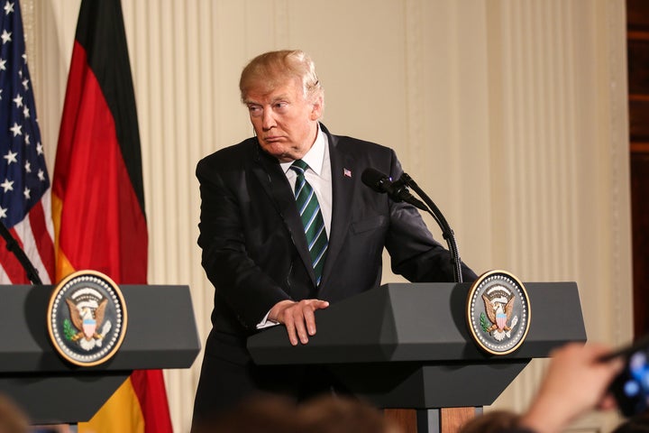 Washington, DC – March 17, 2017: US President Donald Trump hold a joint press conference with German Chancellor Angela Merkel
