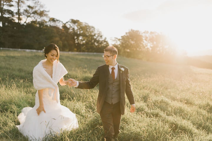 Roslyn and Adrian on their wedding day. 