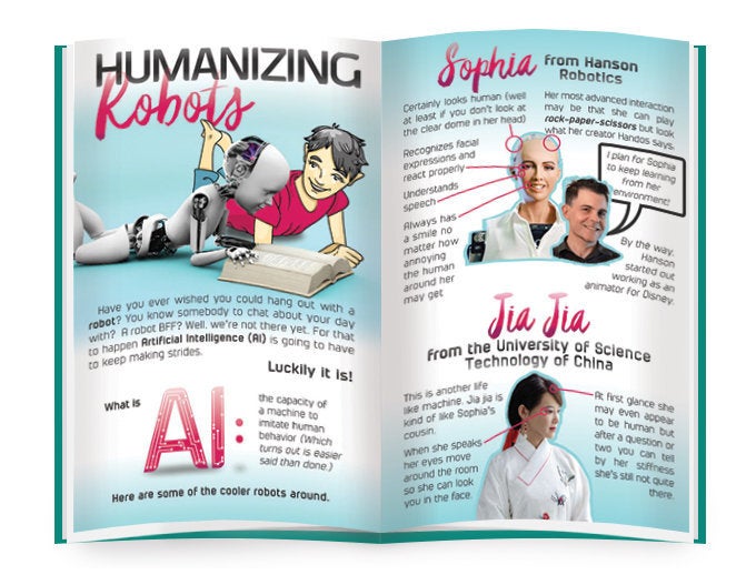 The magazine includes features on inventions, discoveries and famous women in science.