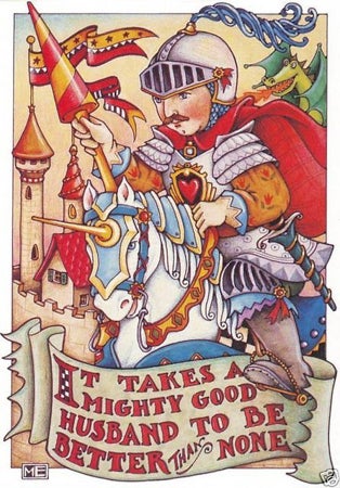 <p>Mary based the knight in the above on her husband.</p>