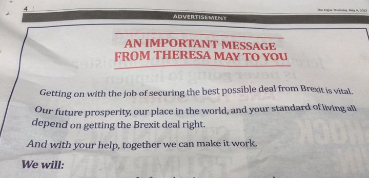 May's personal message.