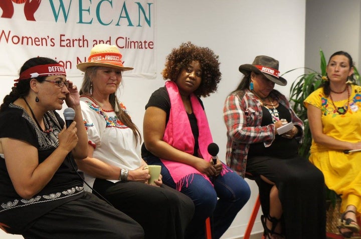 <p><strong>Panel One</strong> (from left to right): Cherri Foytlin (Bold Louisiana); Pennie Opal Plant (Idle No More SF Bay, Co-Founder Movement Rights); Rhonda Hamilton (Ward 6 Advisory Neighborhood Commissioner and Buzzard Point Community Leader); Faith Gemmill (Redoil); Leila Salazar Lopez (Amazon Watch).</p>