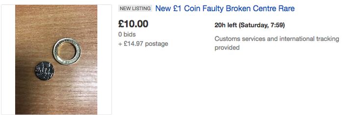 A search for broken new £1 coins yields a string of results
