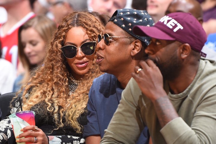 Beyonce and Jay Z attend Game Seven of the Western Conference Quarterfinals between the Utah Jazz and the LA Clippers during the 2017 NBA Playoffs on April 30. 