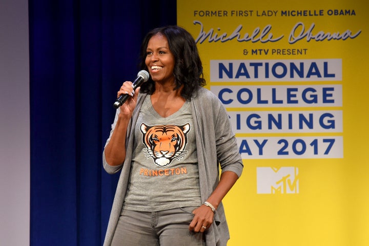 Michelle Obama hosted her fourth annual College Signing Day event in New York City. 