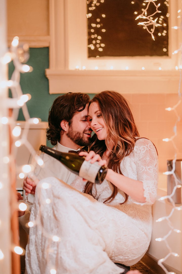 This real-life couple had just moved out of their apartment so they used the empty space for the shoot. 