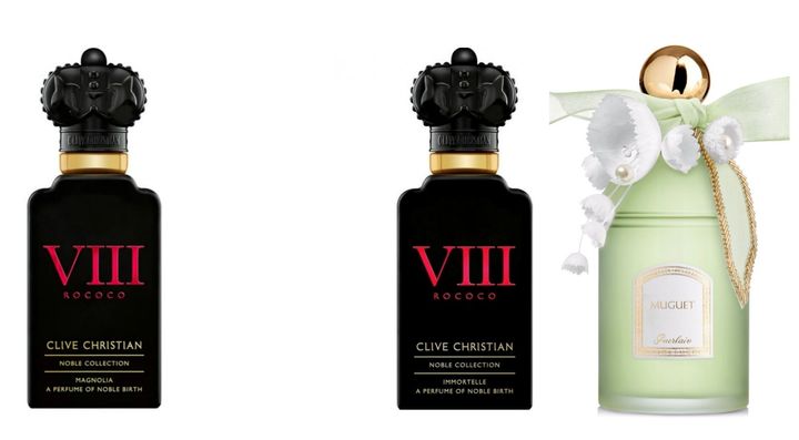 Noble VIII Collection: Magnolia and Immortelle Pair from Clive Christian and Muguet 2017 Eau de Toilette from Guerlain.