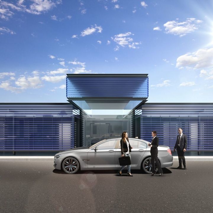 A rendering of curbside drop off at The Private Suite, which opens on May 15.