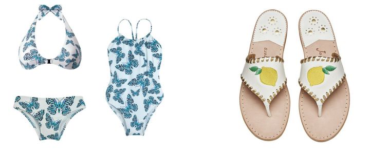 Mother and Daughter Matching Swimsuits from Vilebrequin and Exclusive Lemon Sandal from Jack Rogers. 