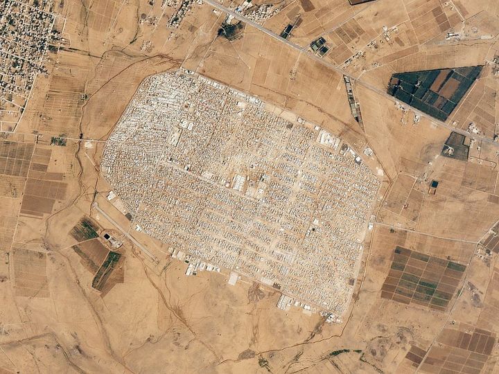 An aerial view of the Zaatari Refugee Camp