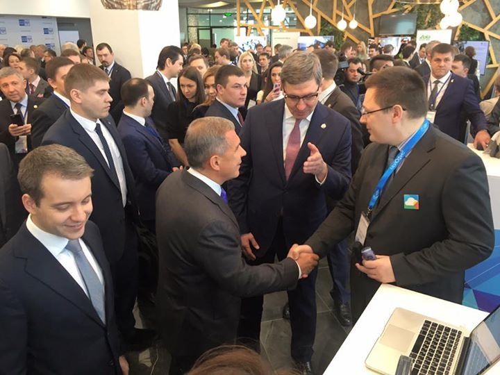 A friend of mine meeting the president of Tartarstan at a technology conference. A good example of relationship building in action!