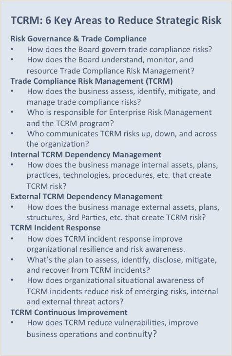 Six Key areas to reduce strategic trade compliance risks.