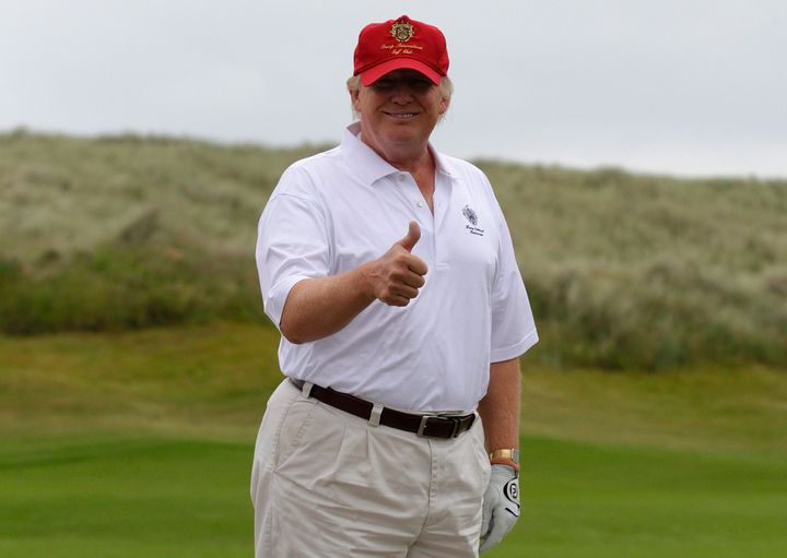 Donald Trump is seen above enjoying a round in Scotland in 2012