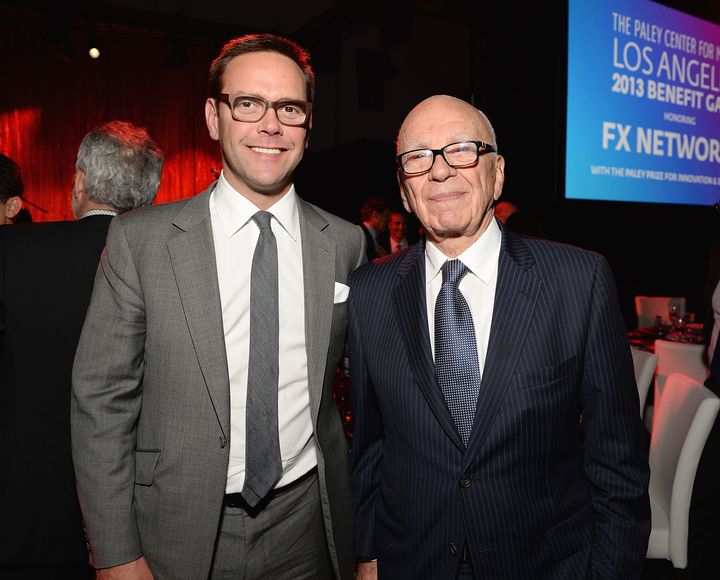 21st Century Fox chairman James Murdoch (left) with his father Rupert