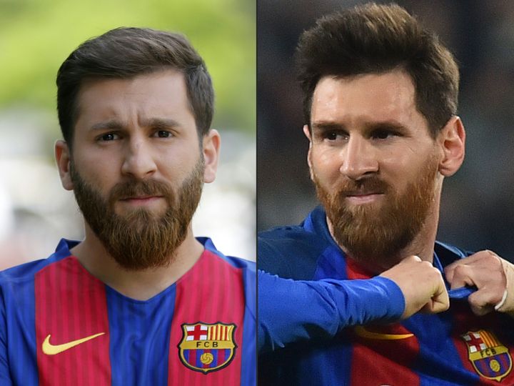 Parastesh is on the left. The real Lionel Messi is on the right.