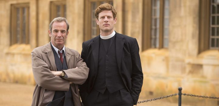 Sidney Chambers (James Norton, right) is inspired by Robert Runcie, the author's father