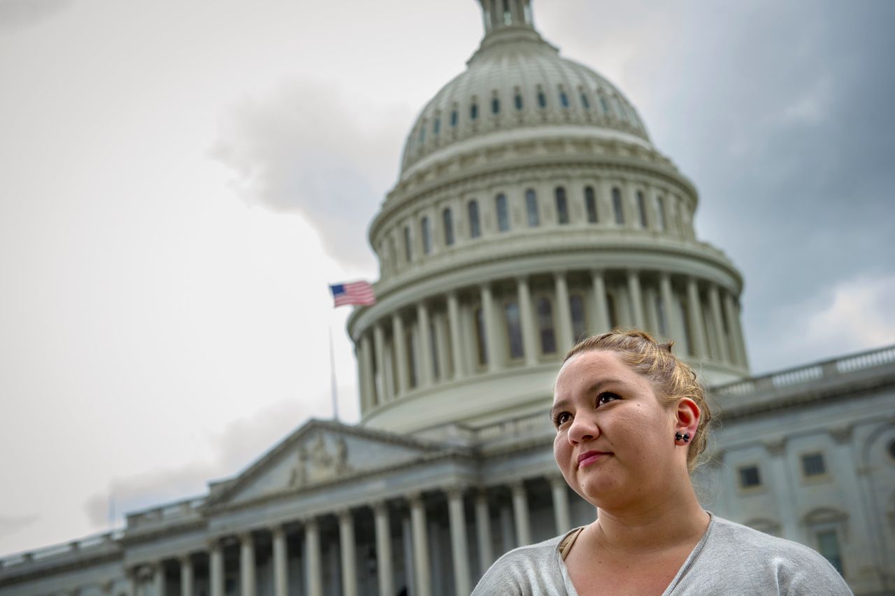 Ana Gomez Ramirez is a cashier in a U.S. Senate office building. she came to the U.S. from El Salvador as an undocumented child. She now has protected status under the Deferred Action for Childhood Arrivals program.