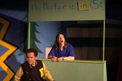 CB (Michael Brown) visits Van's sister (Ellen Dunphy) in a scene from Dog Sees God 