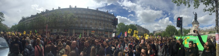 Protesters marching against the anti-immigrant proposals of the National Front party (Place de la République, Paris, May 2017