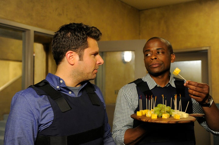 James Roday and Dulé Hill, pictured in an episode from "Psych," will return in a movie version.