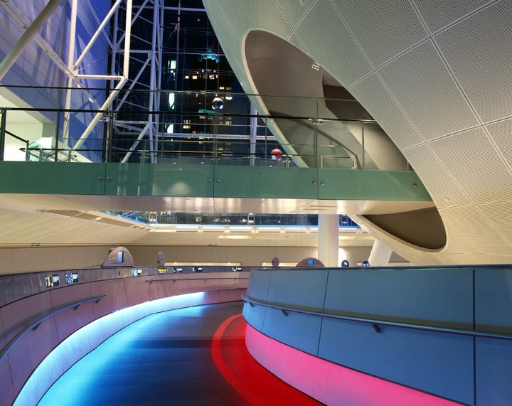 The entrance to the Big Bang Theater in the Rose Center for Earth and Space.