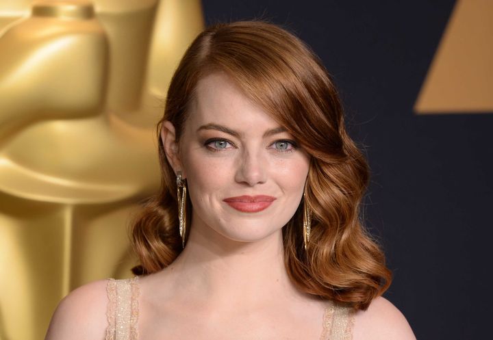 Emma Stone with the award for Best Actress for "La La Land." 