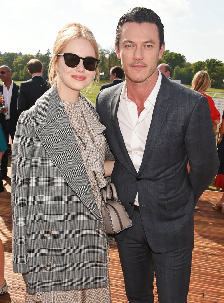 Emma Stone and Luke Evans attend the Audi Polo Challenge at Coworth Park on May 7 in Ascot, United Kingdom. 