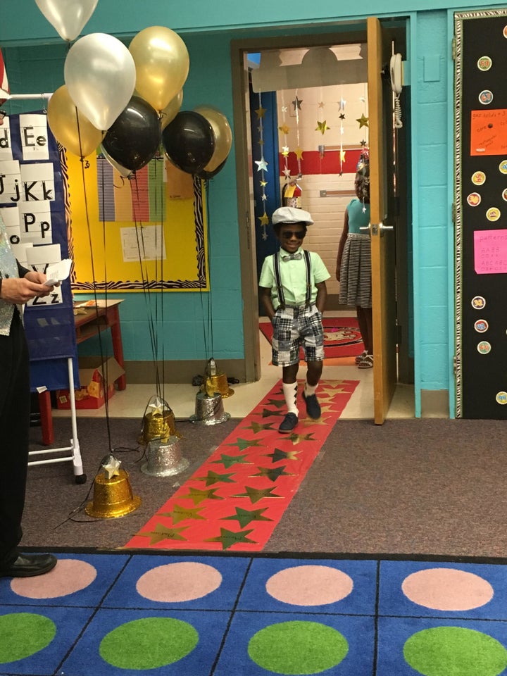 After the limo ride, the kids celebrate with a party in their classroom. 