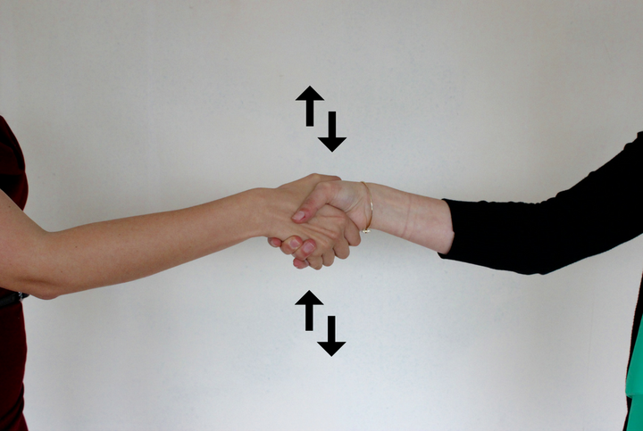 <p>Keep your handshake dry, vertical, and firm</p>