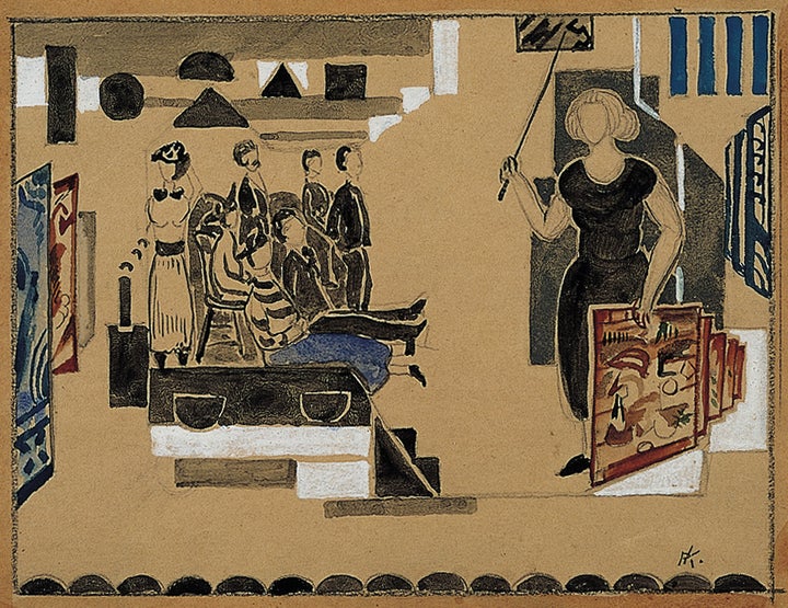 <em>Recalling Happy Memories</em>, c. 1927 Peter Krasnow (American, 1886-1979) Watercolor, silver pigment and pencil on wov