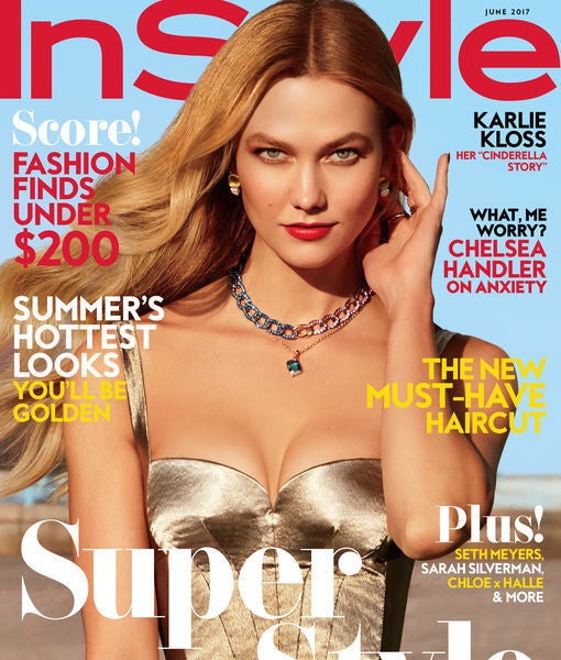 June 2017 InStyle Magazine featuring Karlie Kloss wearing a handtied hairpiece created by Merria Dearman 