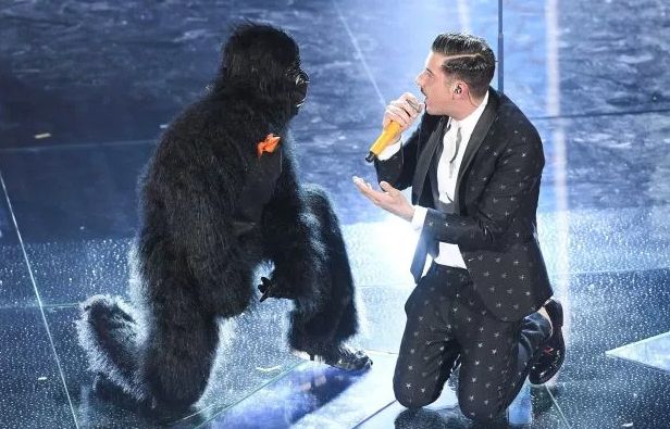 Francesco Gabbani with his gorilla