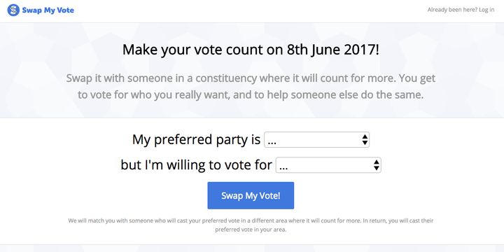 A look at the Swap My Vote site