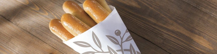 Here comes the breadsticks, all dressed in deliciousness. 