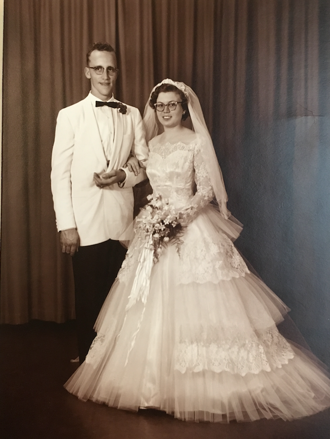 The couple on their wedding day in 1957. 