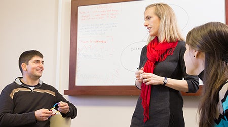 Dr. Boger, center, in a group therapy session at the McLean Anxiety Mastery Program