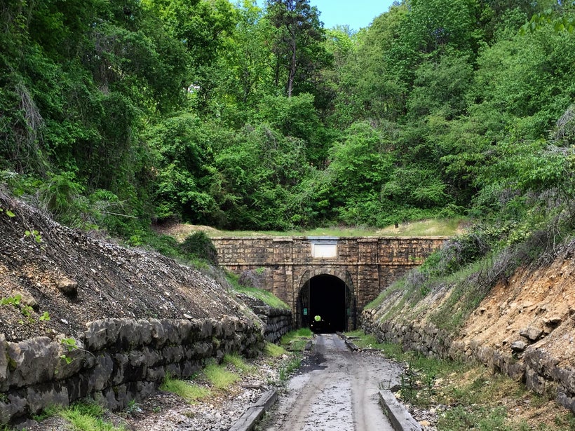 At Tunnel Hill you can drive through the historic tunnel on a golf cart. Both engines went through this tunnel in the chase.